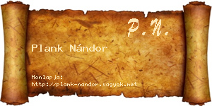 Plank Nándor névjegykártya