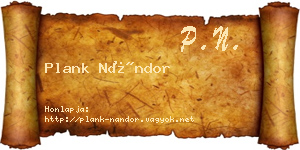 Plank Nándor névjegykártya
